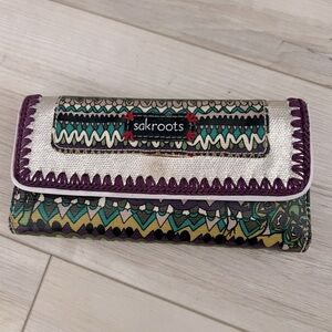 Sakroots vinyl Tri-gold boho wallet